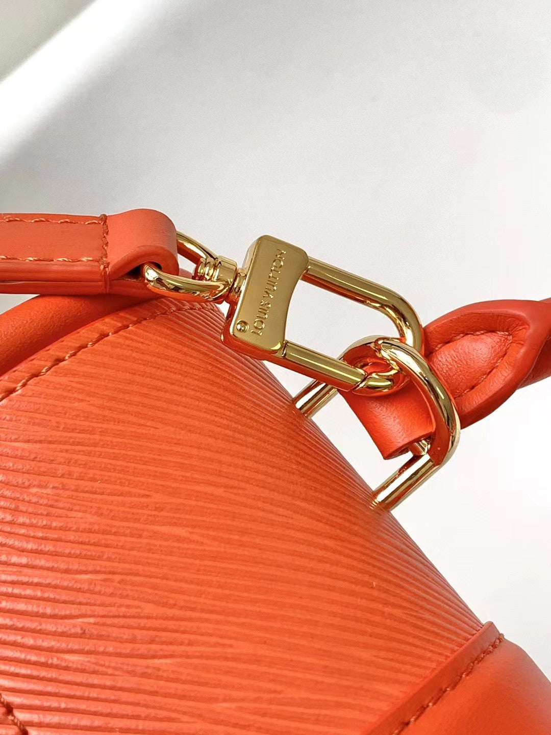 Louis Vuitton Bright Orange Textured Leather Mini Handbag with Top Handle