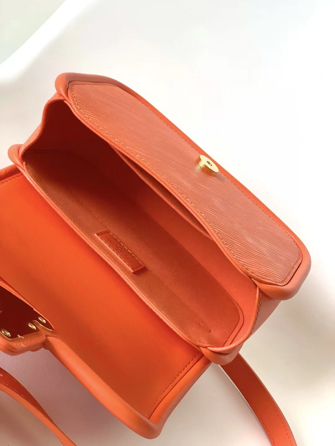 Louis Vuitton Bright Orange Textured Leather Mini Handbag with Top Handle