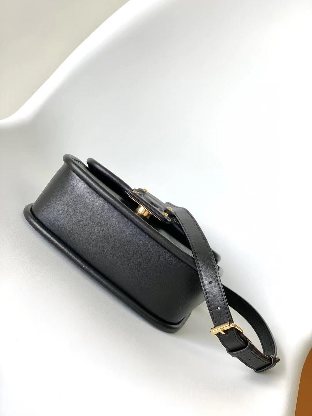 Louis Vuitton Classic Black Leather Mini Top Handle Handbag with Gold Clasp