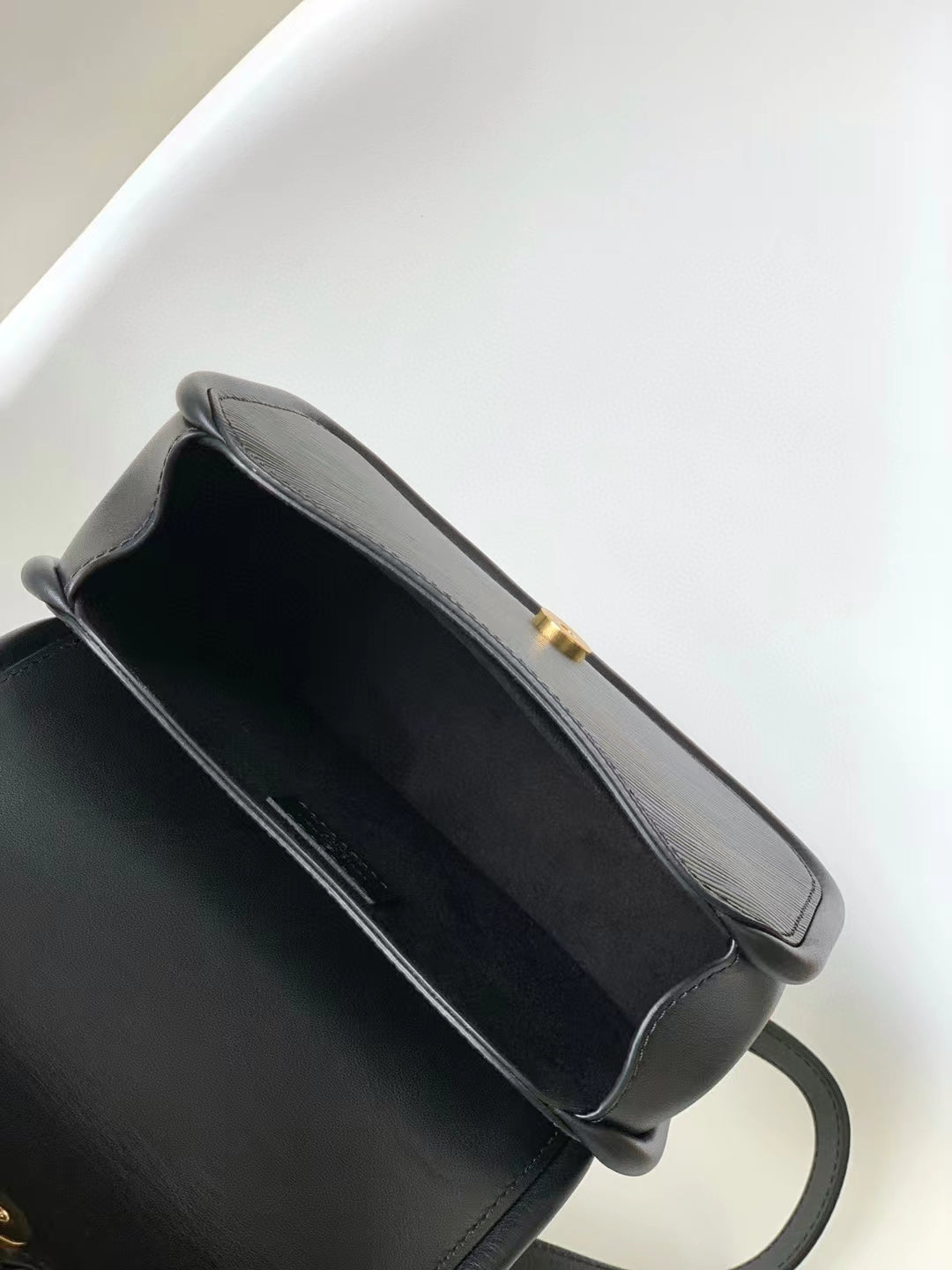 Louis Vuitton Classic Black Leather Mini Top Handle Handbag with Gold Clasp