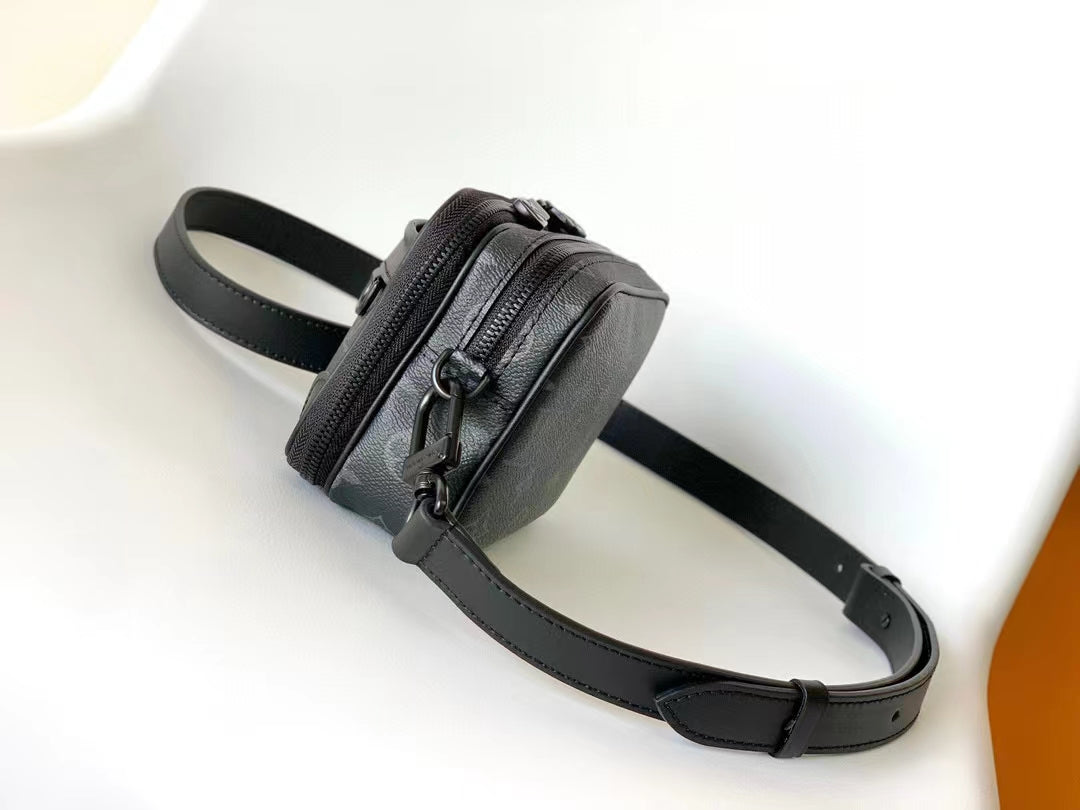 Louis Vuitton Black Monogram Canvas Belt Bag Luxury Unisex Sling Waist Pack