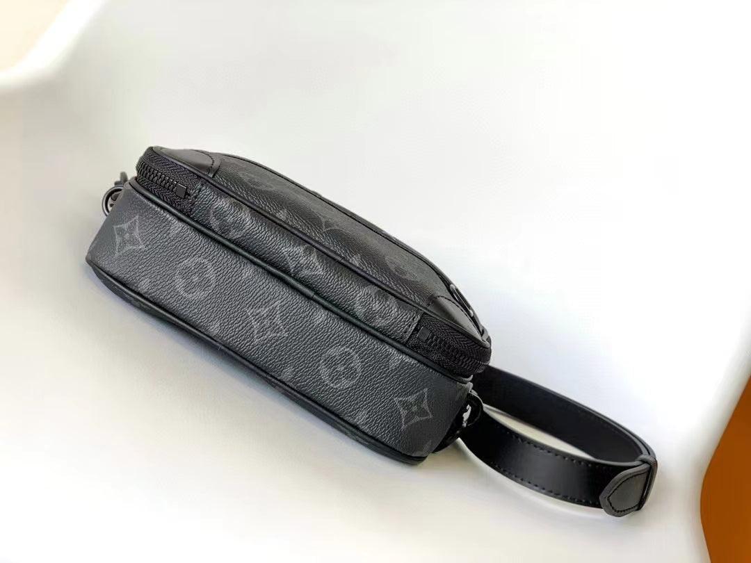 Louis Vuitton Black Monogram Canvas Belt Bag Luxury Unisex Sling Waist Pack
