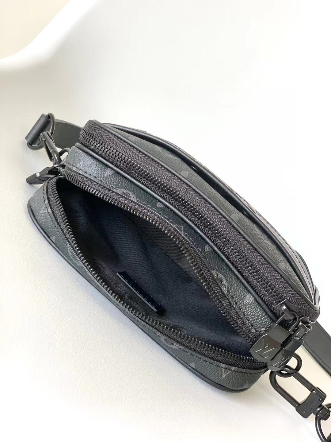 Louis Vuitton Black Monogram Canvas Belt Bag Luxury Unisex Sling Waist Pack