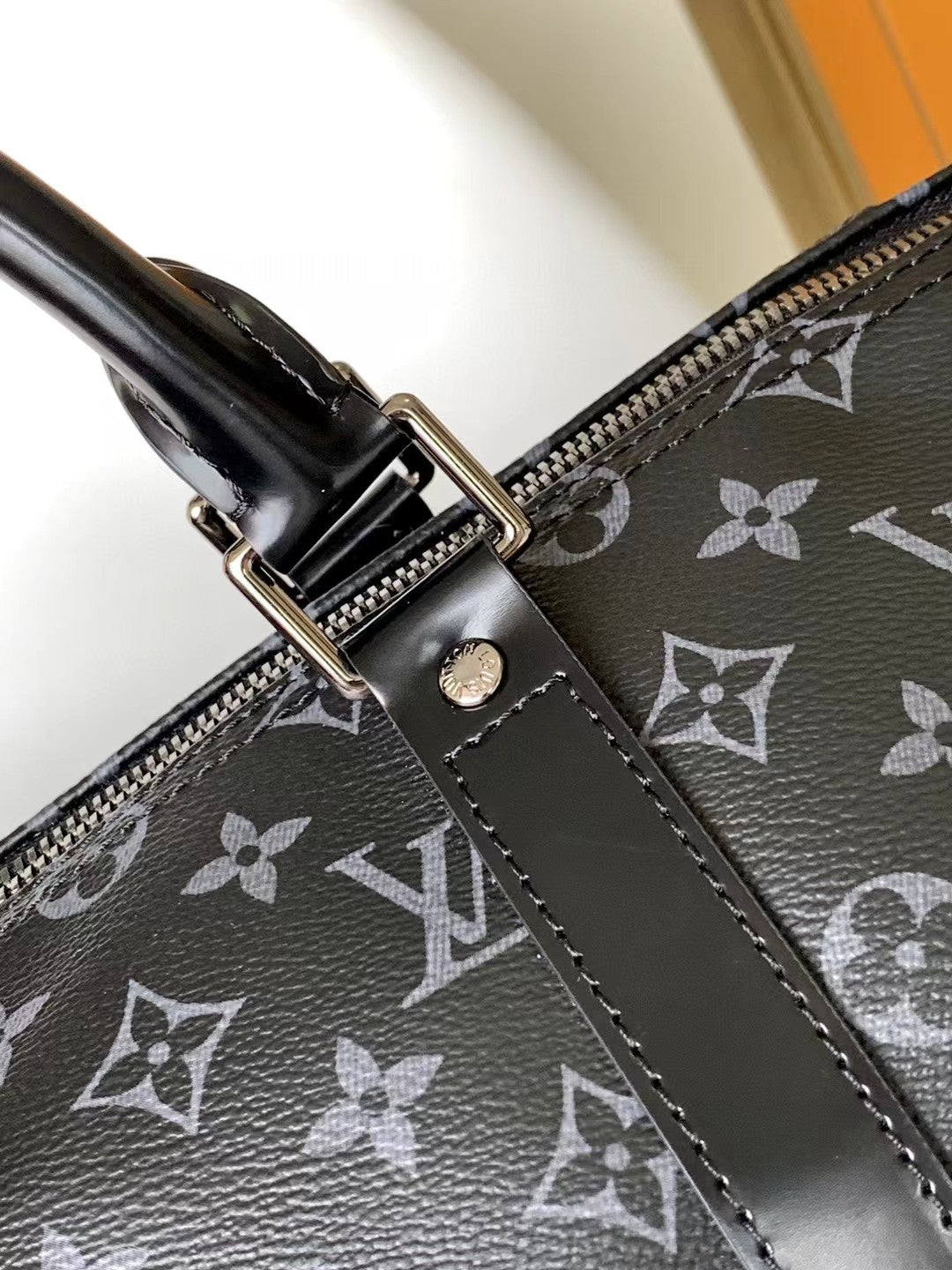 Louis Vuitton Black Monogram Canvas Travel Duffel Bag with Shoulder Strap