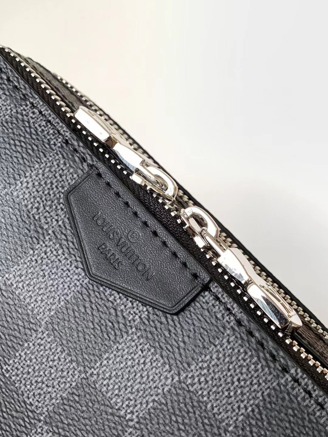 Louis Vuitton Grey Checkered Crossbody Messenger Bag with Adjustable Strap