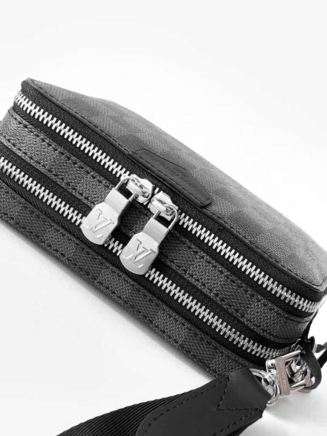 Louis Vuitton Grey Checkered Crossbody Messenger Bag with Adjustable Strap