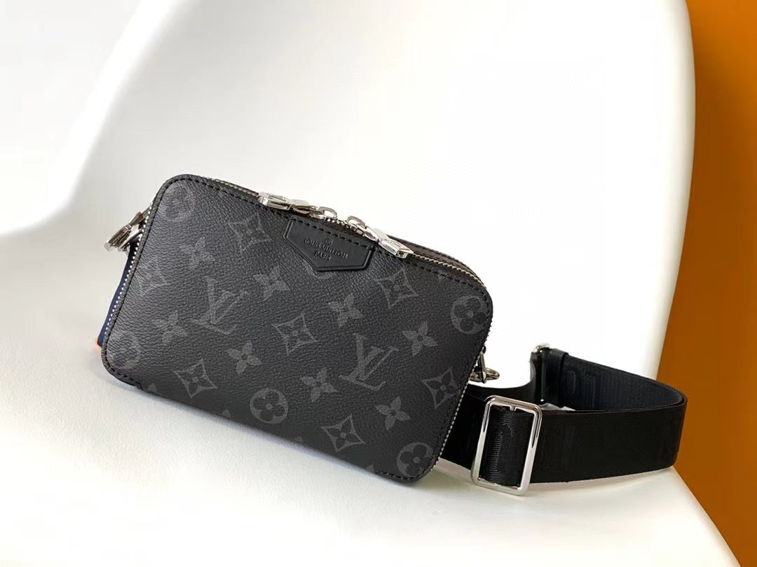 Louis Vuitton Dark Grey Monogram Print Canvas Crossbody Bag with Fabric Strap