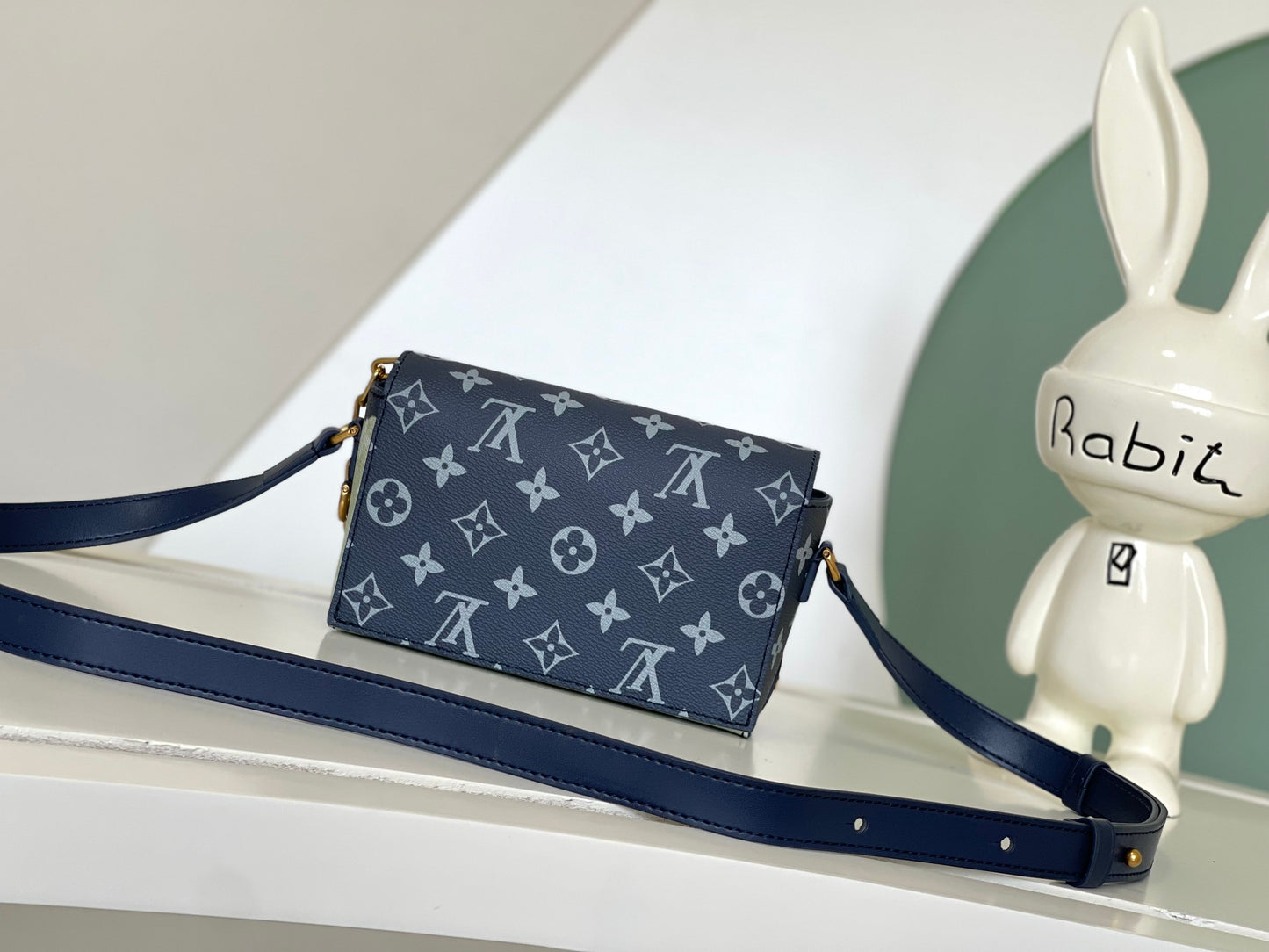 Louis Vuitton Navy Blue Monogram Flap Shoulder Bag with Watercolor Floral Print