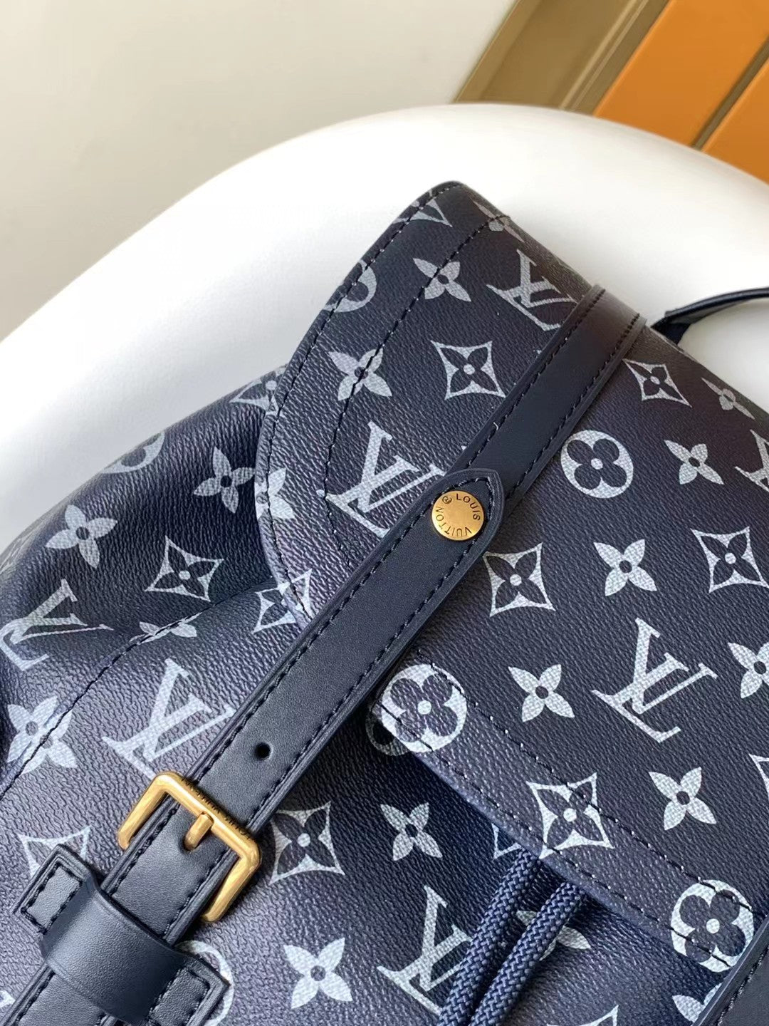 Louis Vuitton Navy Monogram Pattern Backpack with Bleached Watercolor Detail