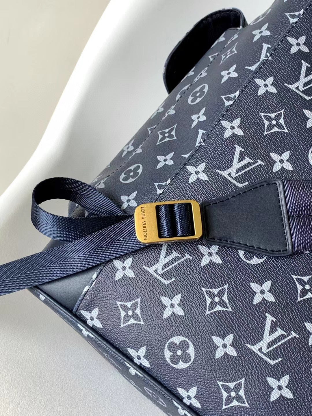 Louis Vuitton Navy Monogram Pattern Backpack with Bleached Watercolor Detail