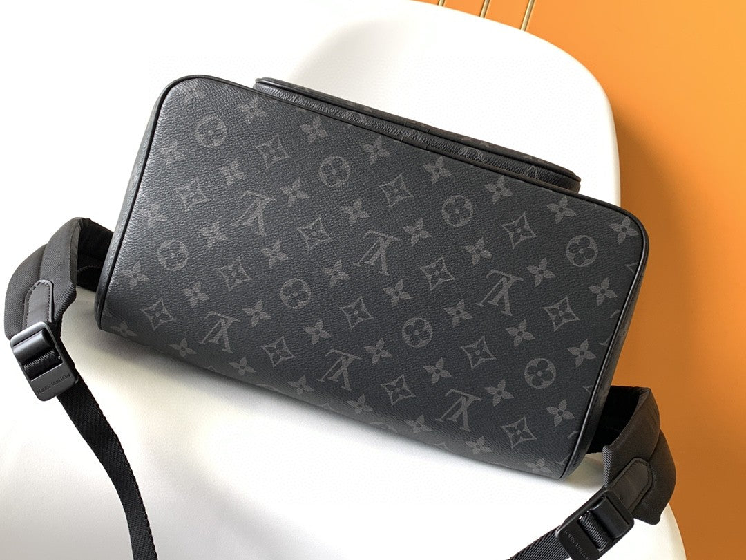 Louis Vuitton Luxury Black Monogram Pattern Canvas Backpack for Men and Women