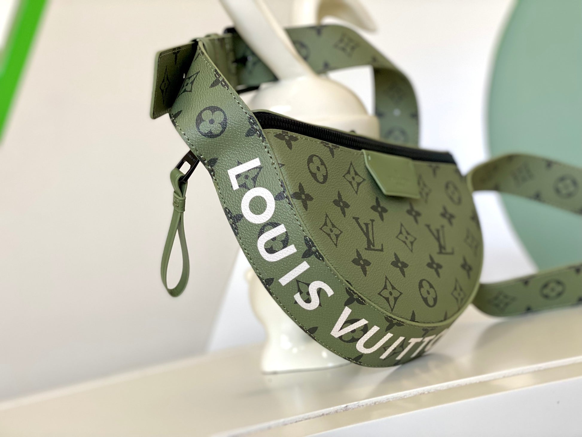 Louis Vuitton Olive Green Monogram Crescent Waist Bag Crossbody Belt Pack