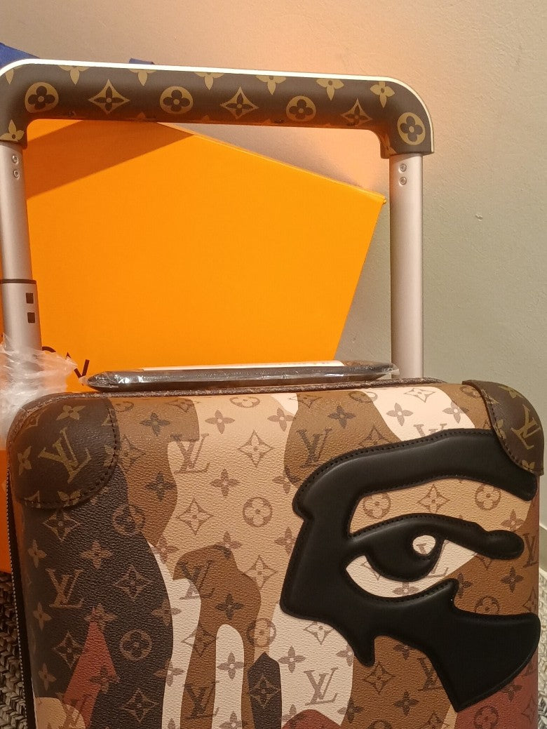 Artistic Face Portrait Monogram Carry-On Rolling Suitcase