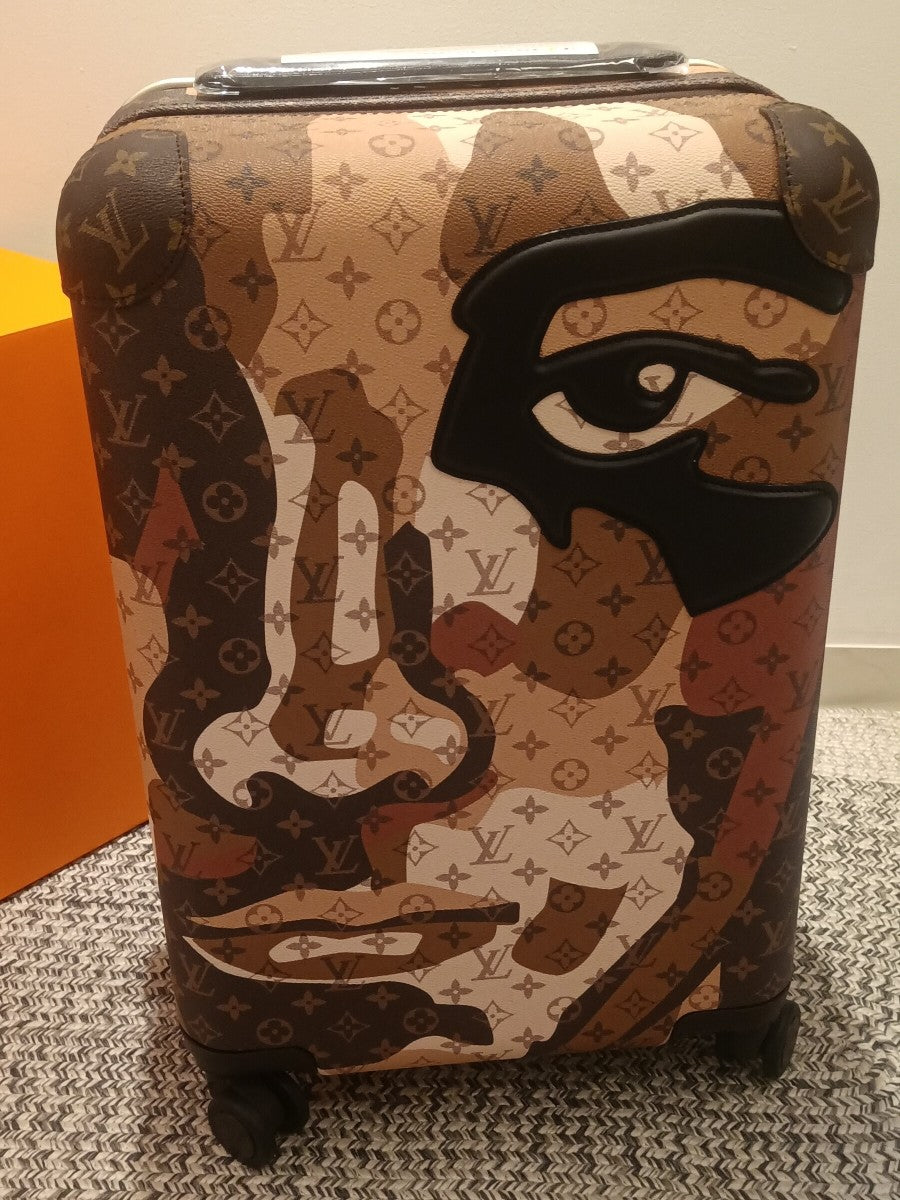 Abstract Face Portrait Monogram Patchwork Rolling Spinner Luggage