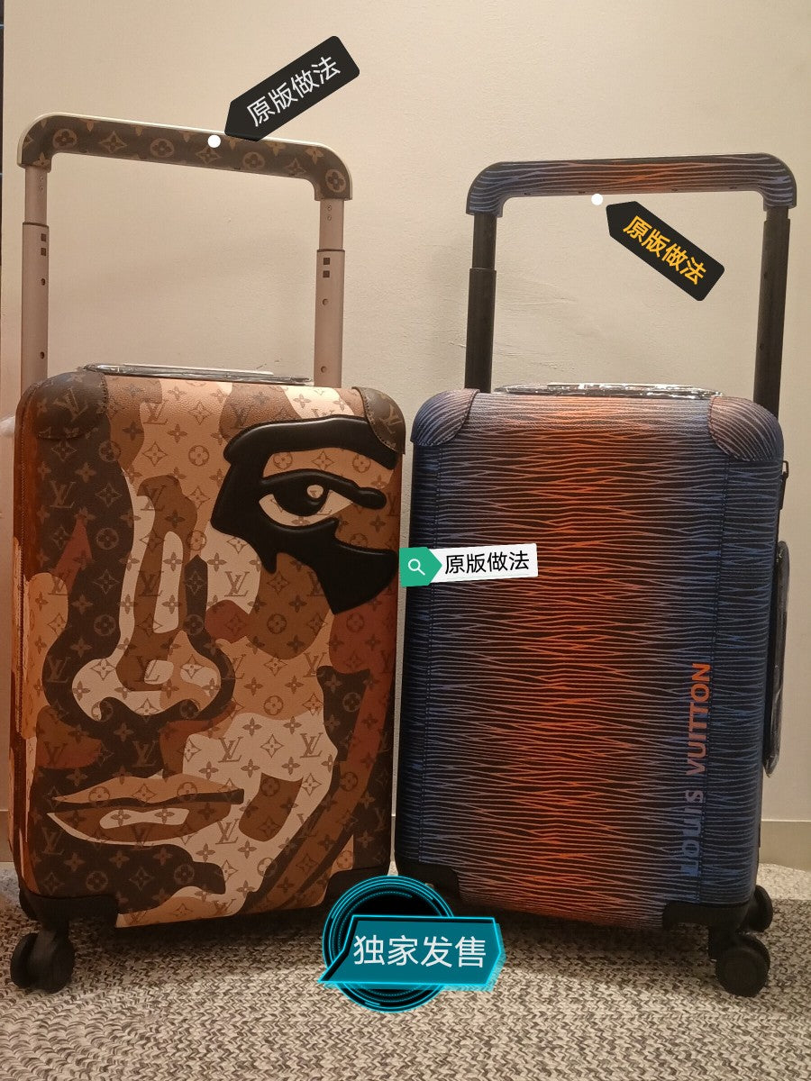 Abstract Face Portrait Monogram Patchwork Rolling Spinner Luggage