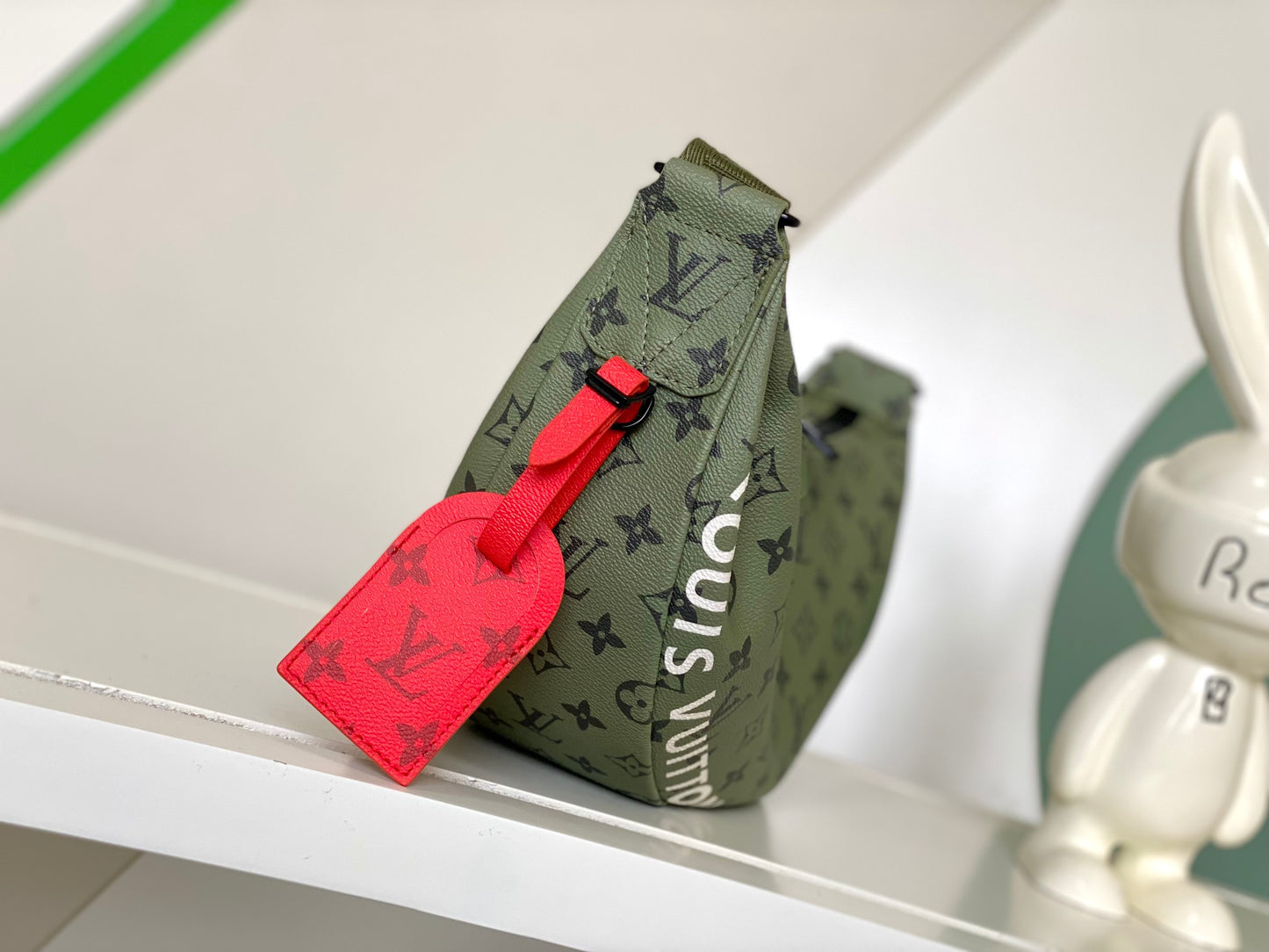 Louis Vuitton Olive Green Monogram Crescent Crossbody Sling Bag with Red Tag