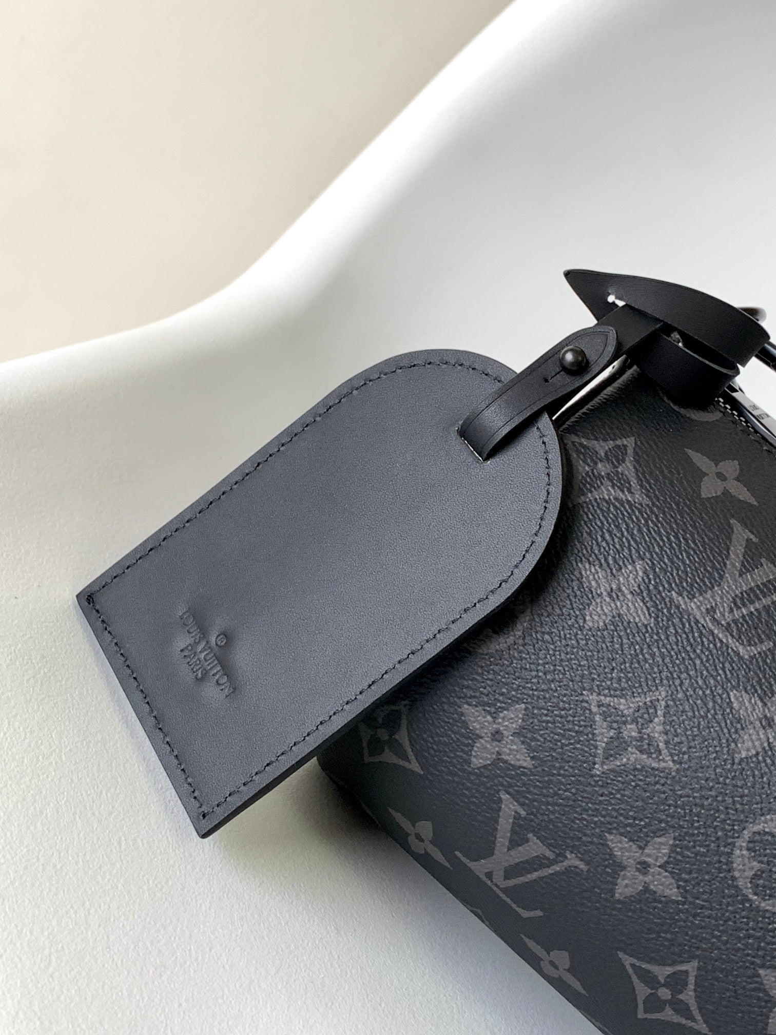 Louis Vuitton Black Monogram Cylinder Barrel Bag with Leather Top Handle