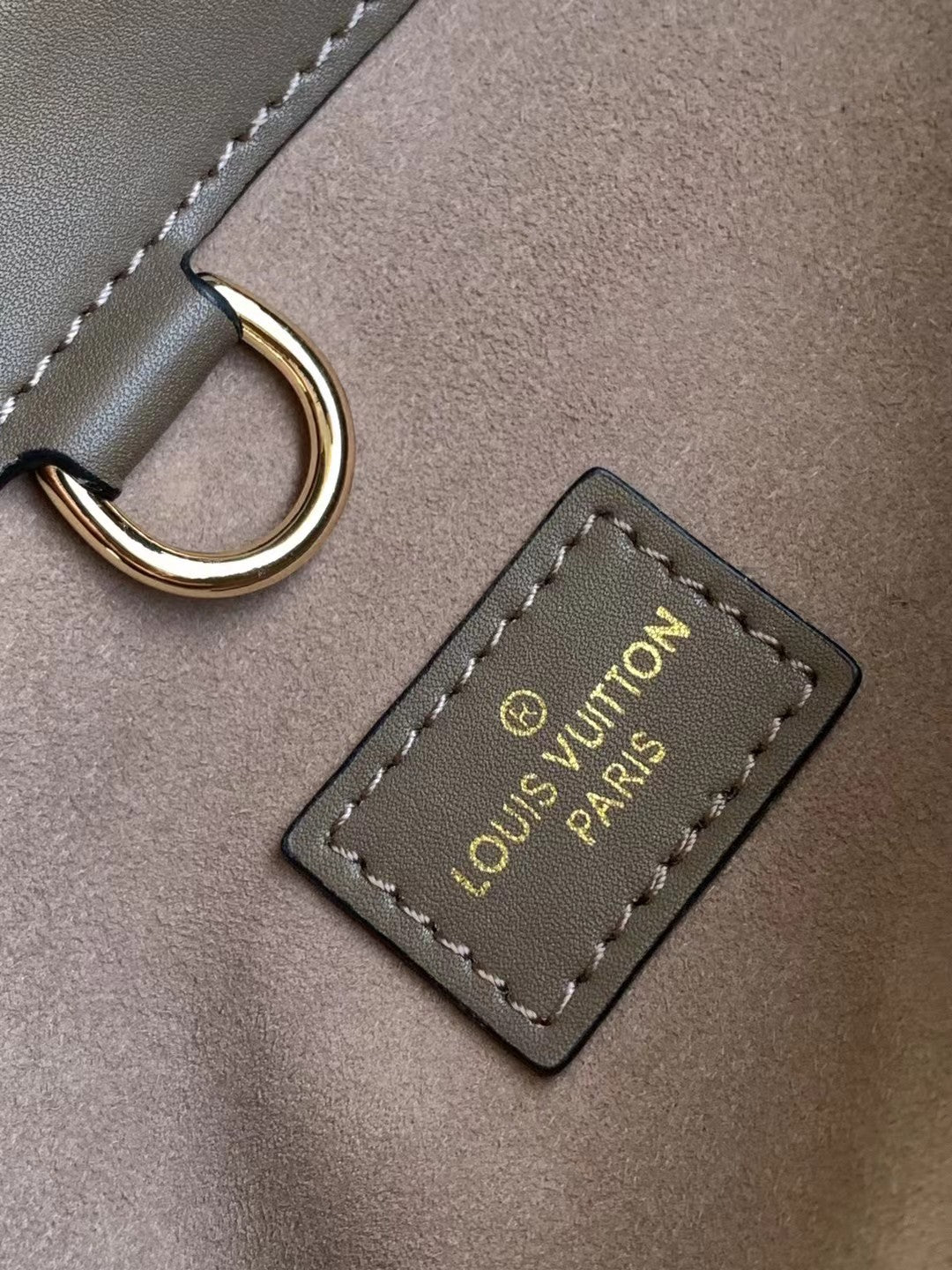 Louis Vuitton Classic Taupe Structured Satchel Handbag with Gold Hardware