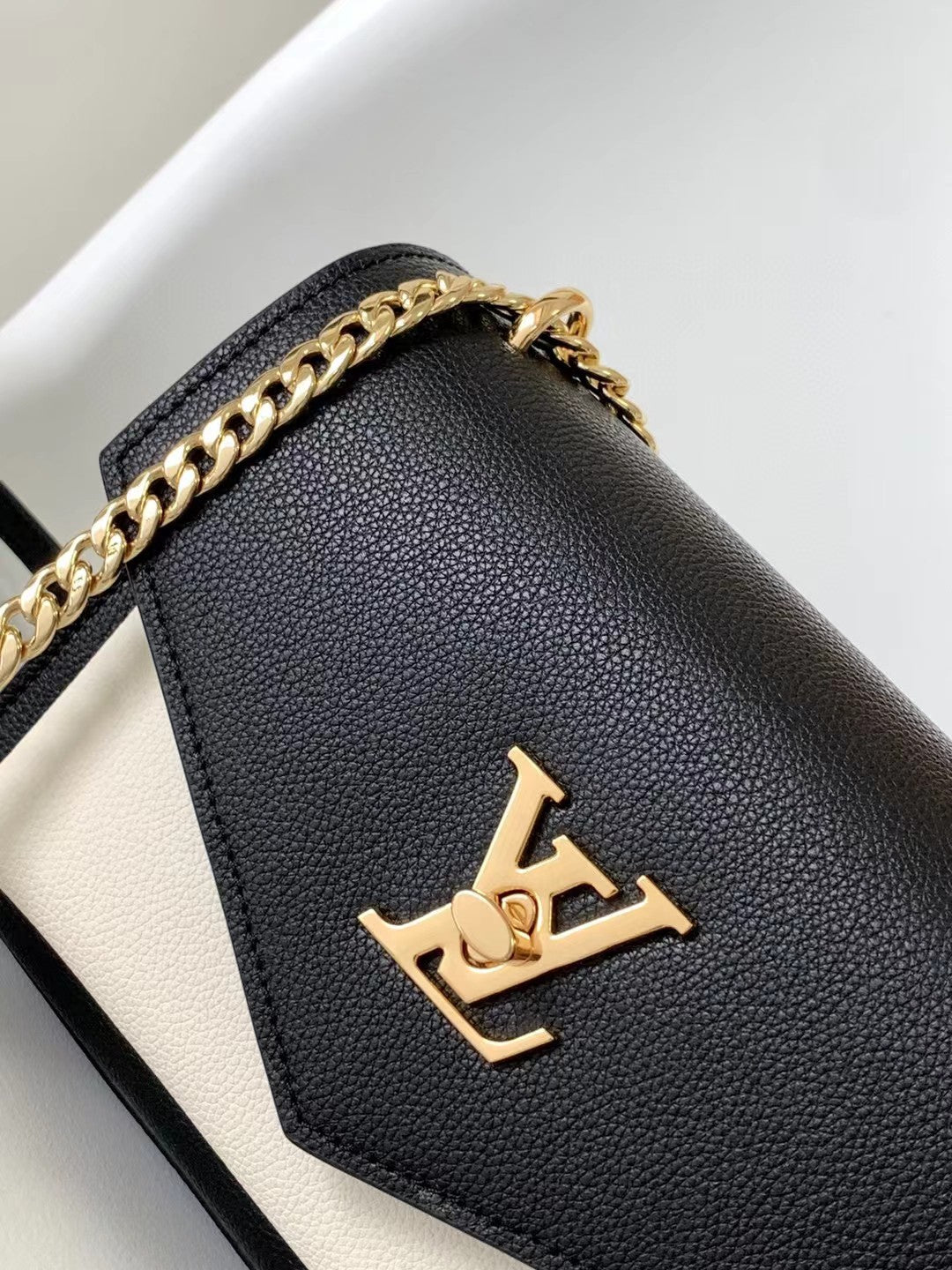 Louis Vuitton Lockme II BB Black &amp; Cream Calfskin Shoulder Bag