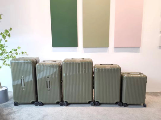 Olive Green Hardside Ribbed Spinner Suitcase Luggage Set