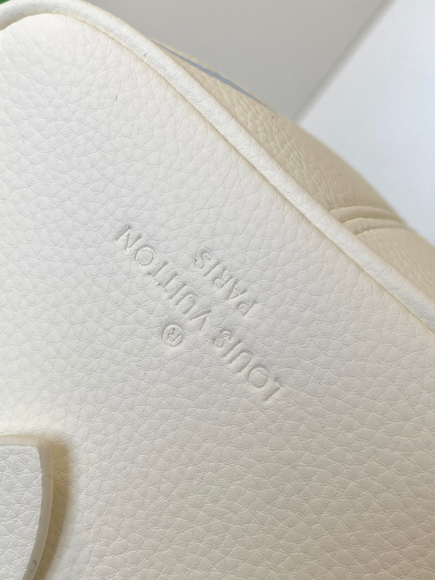 Louis Vuitton Cream and Pastel Blue Embossed Leather Mini Duffle Handbag