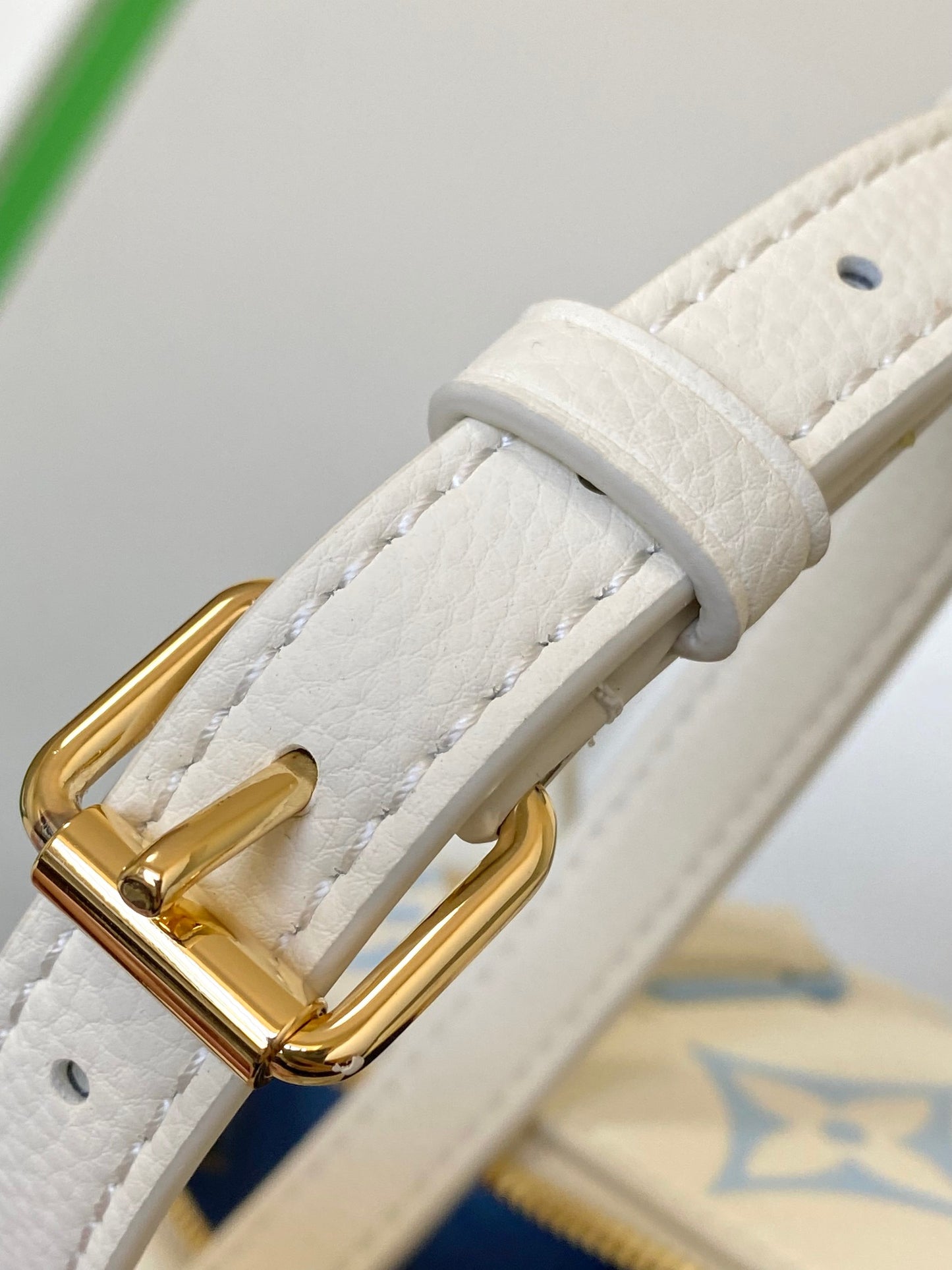 Louis Vuitton Cream and Pastel Blue Embossed Leather Mini Duffle Handbag