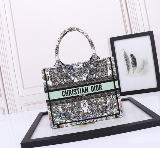 Dior Vintage Floral Embroidered Canvas Tote Bag Luxury Handbag