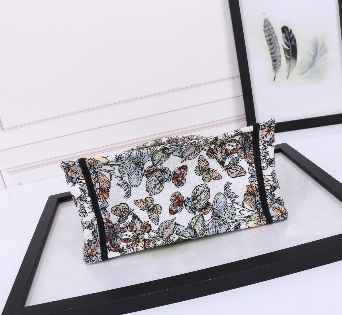 Dior Vintage Floral Embroidered Canvas Tote Bag Luxury Handbag