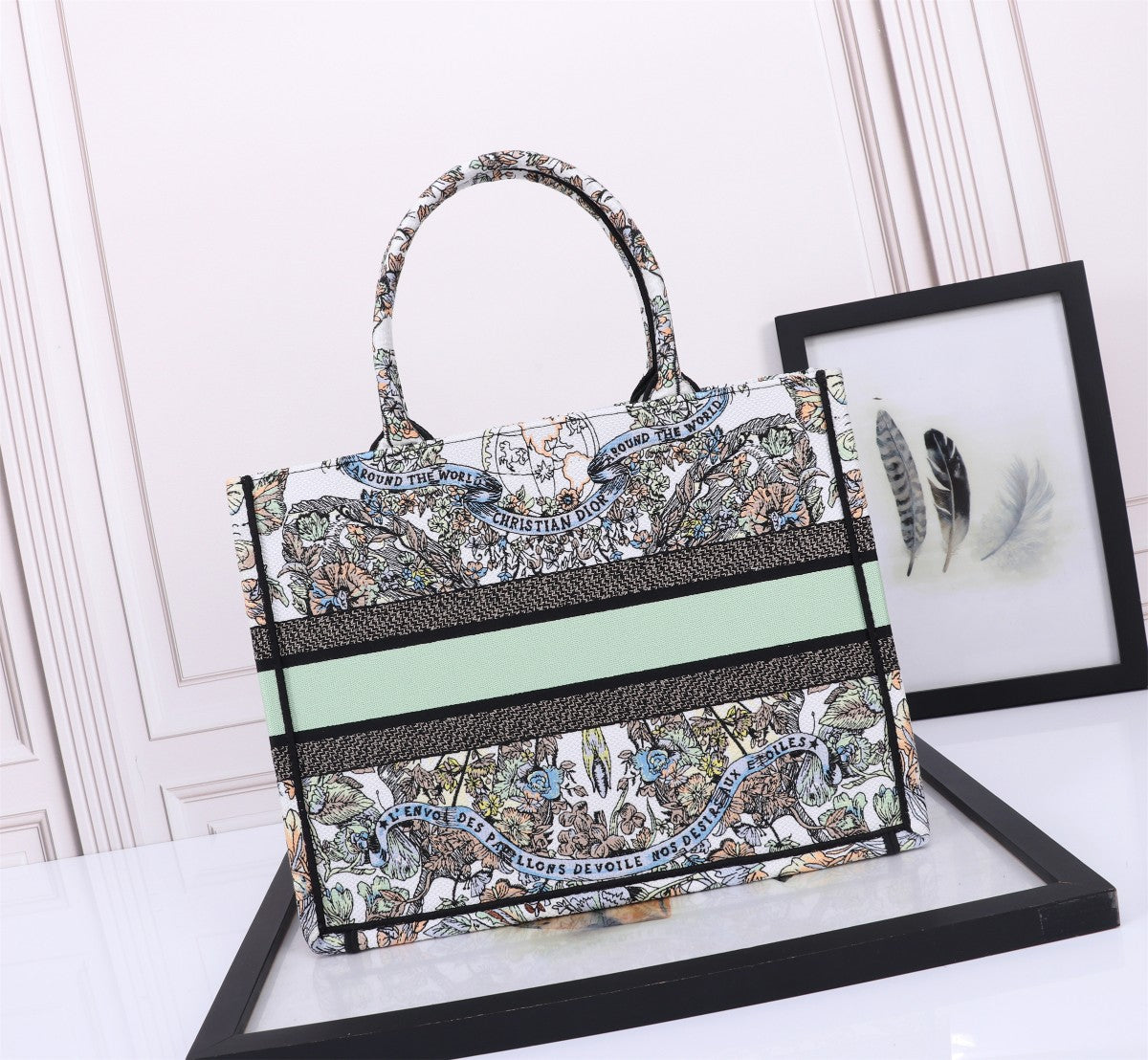 Dior Bohemian Floral Paisley Embroidered Canvas Tote Handbag