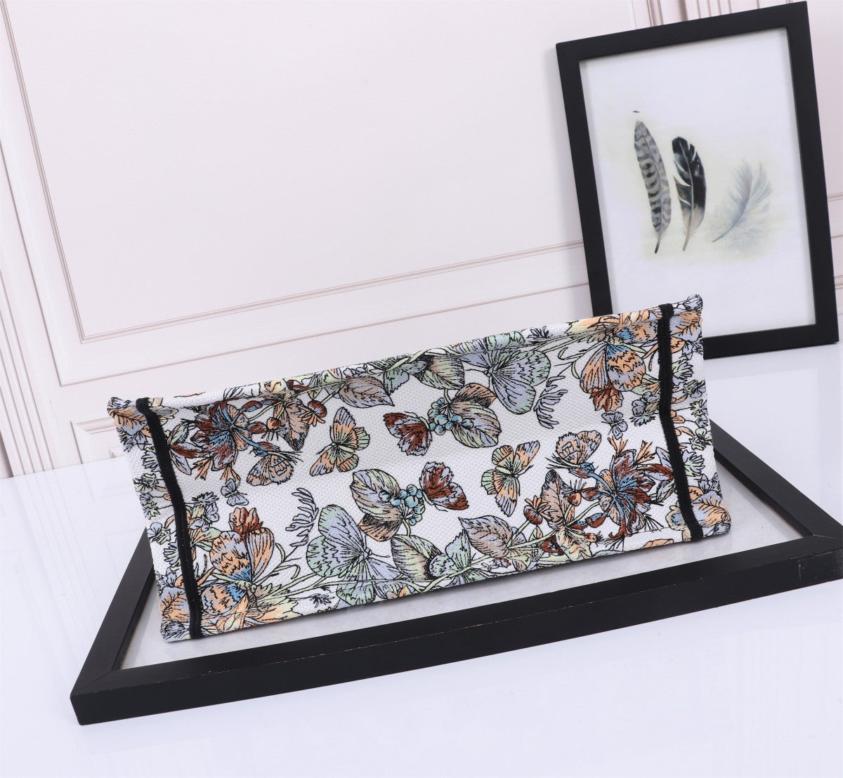 Dior Vintage Embroidered Floral Tapestry Canvas Tote Handbag