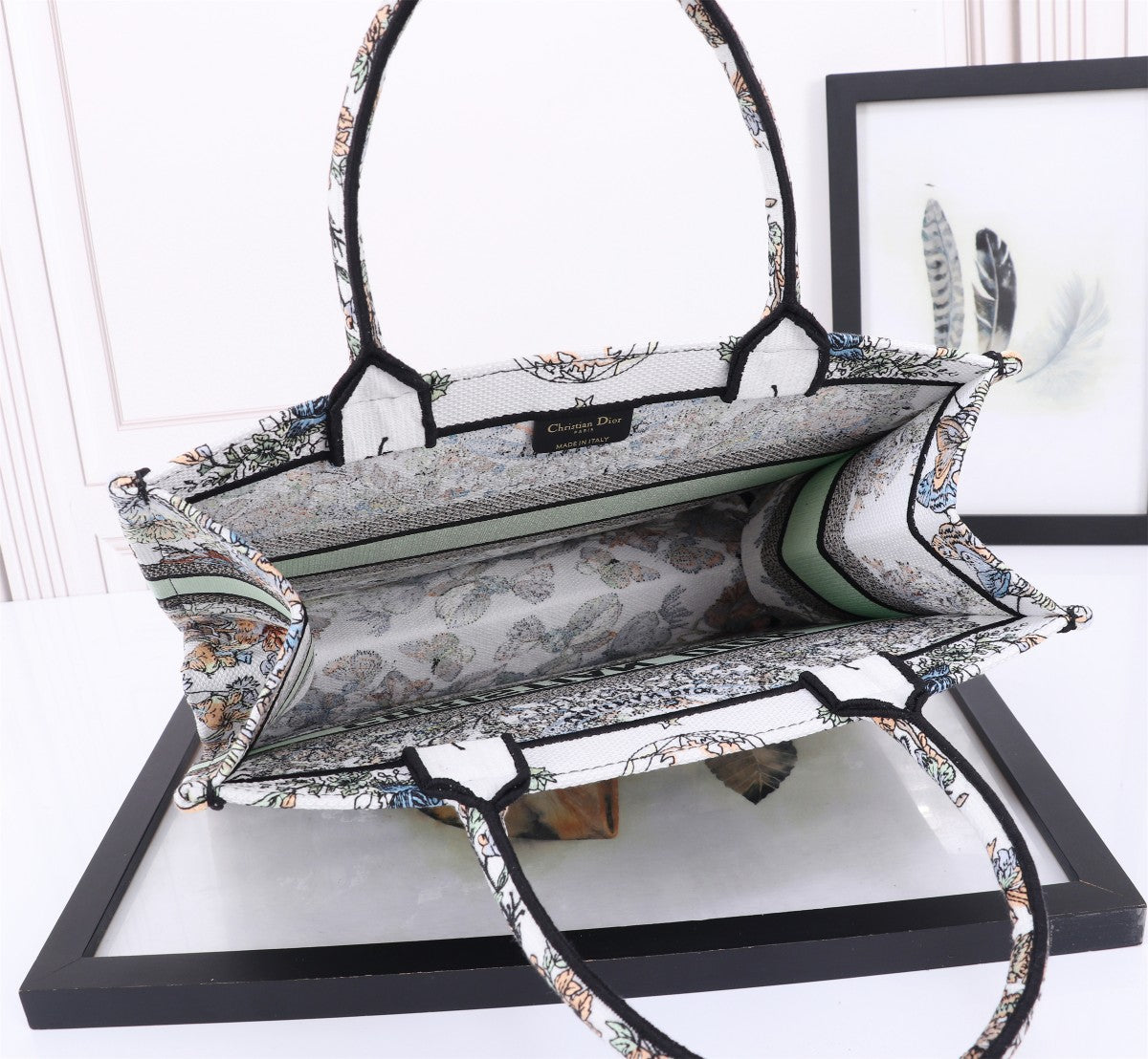 Dior Bohemian Floral Paisley Embroidered Canvas Tote Handbag