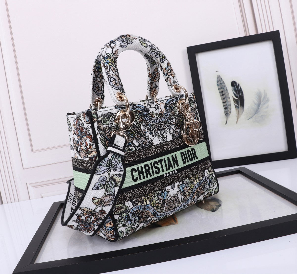 Christian Dior Lady D-Lite Bag with Multicolor Butterfly Embroidery