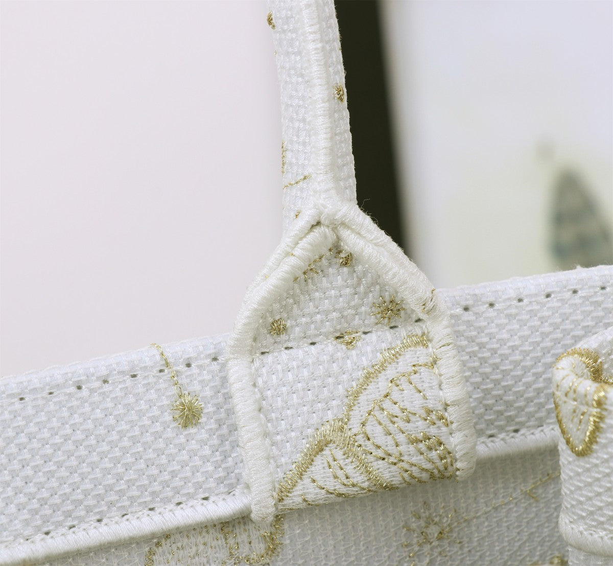 Dior Elegant Butterfly Print Canvas Tote Bag with Top Handles