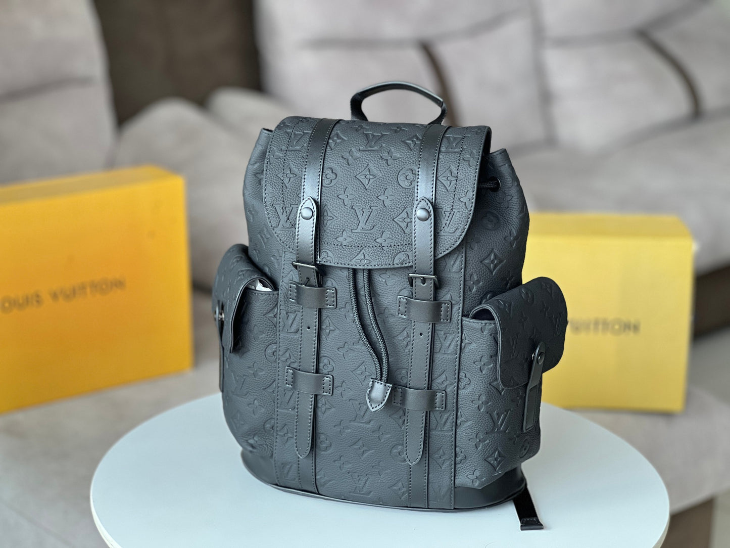 Louis Vuitton Christopher PM Monogram Shadow Leather Backpack - Black/Anthracite