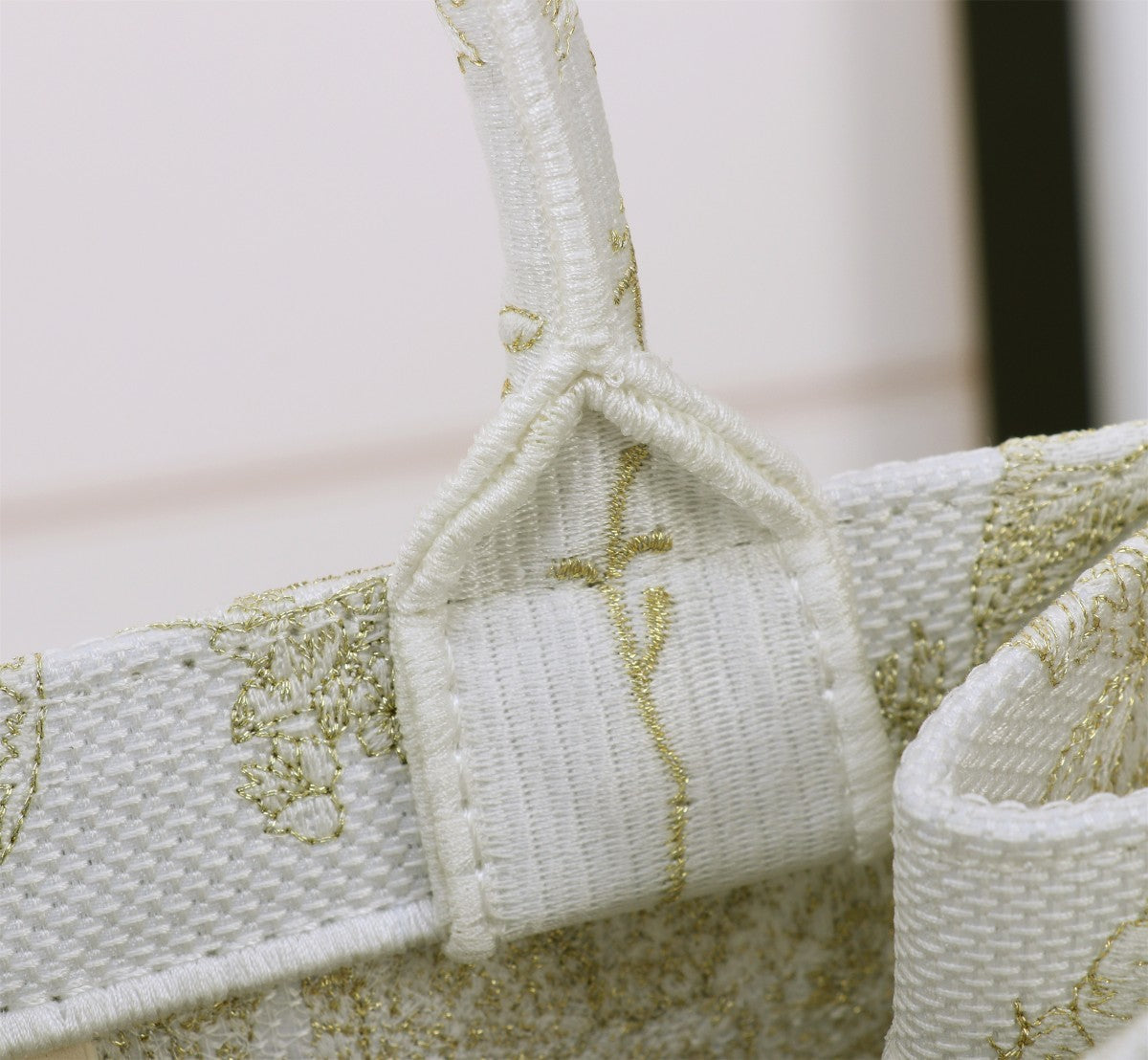 Dior Green Floral Embroidered Canvas Tote Bag with Top Handles
