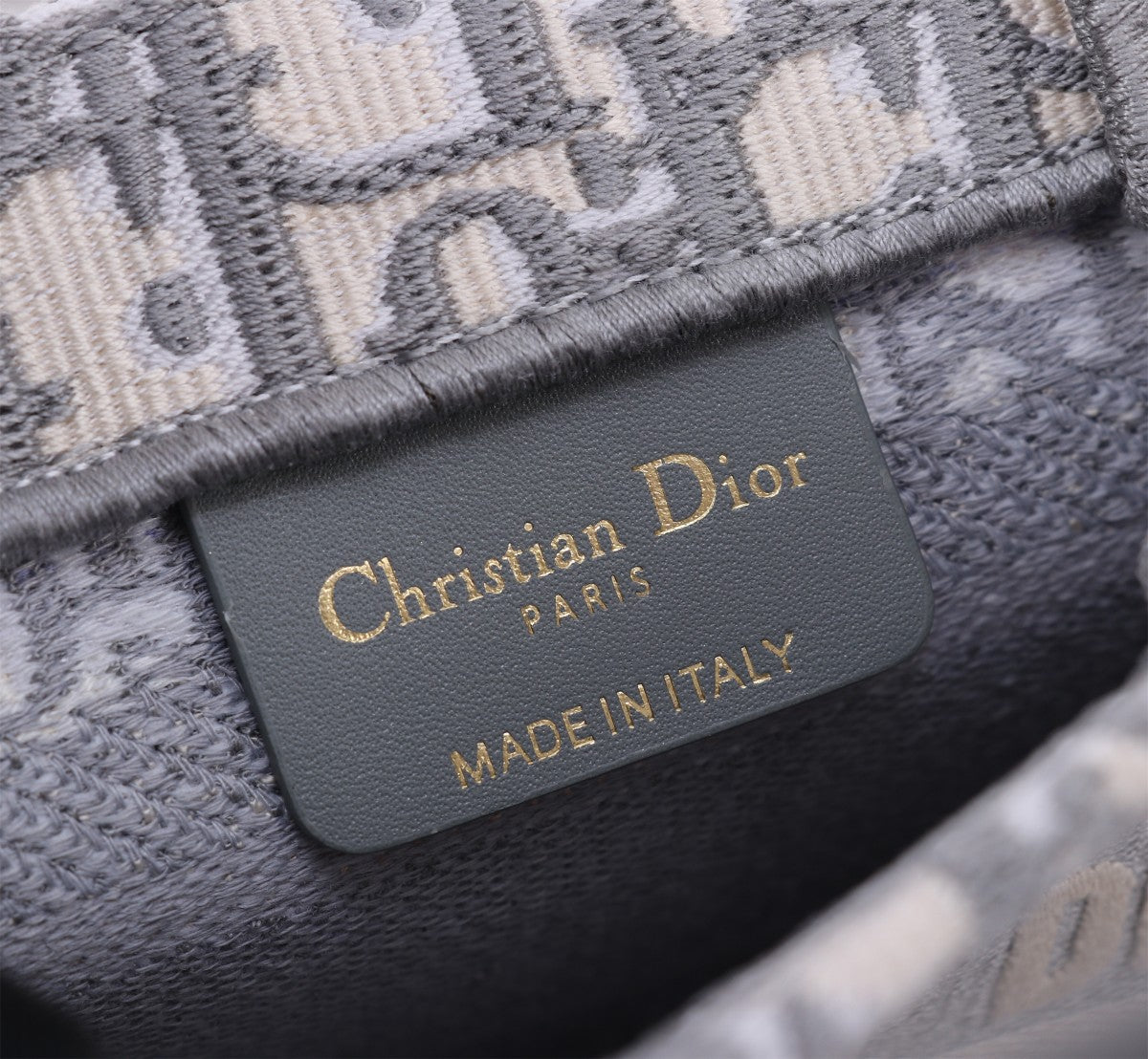 Dior Grey Embroidered Monogram Canvas Tote Bag with Shoulder Strap