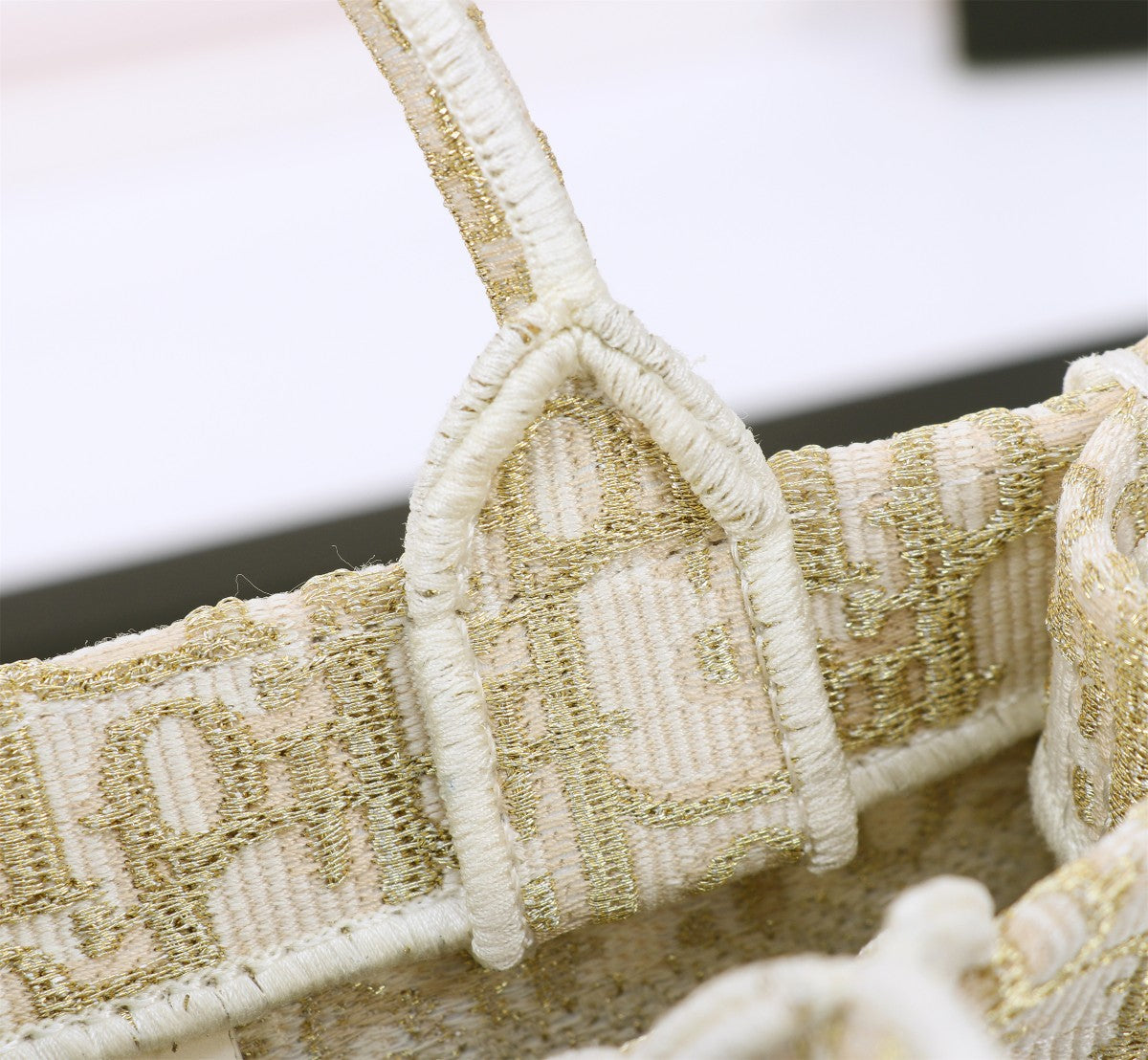 Dior Beige Embroidered Canvas Mini Tote Bag with Crossbody Strap