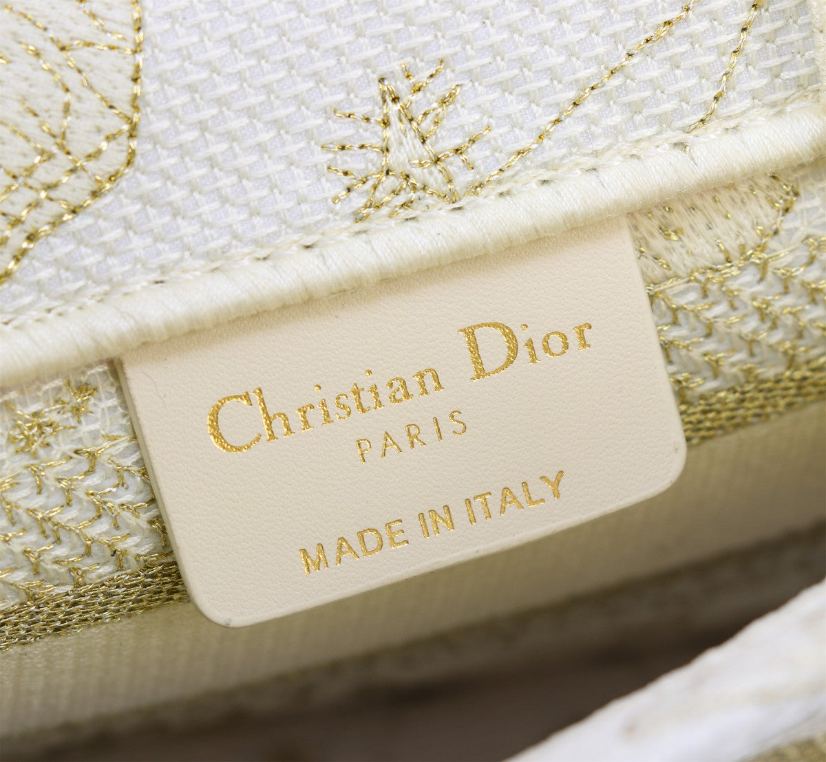 Dior Cream Embroidered Canvas Mini Tote Bag with Shoulder Strap