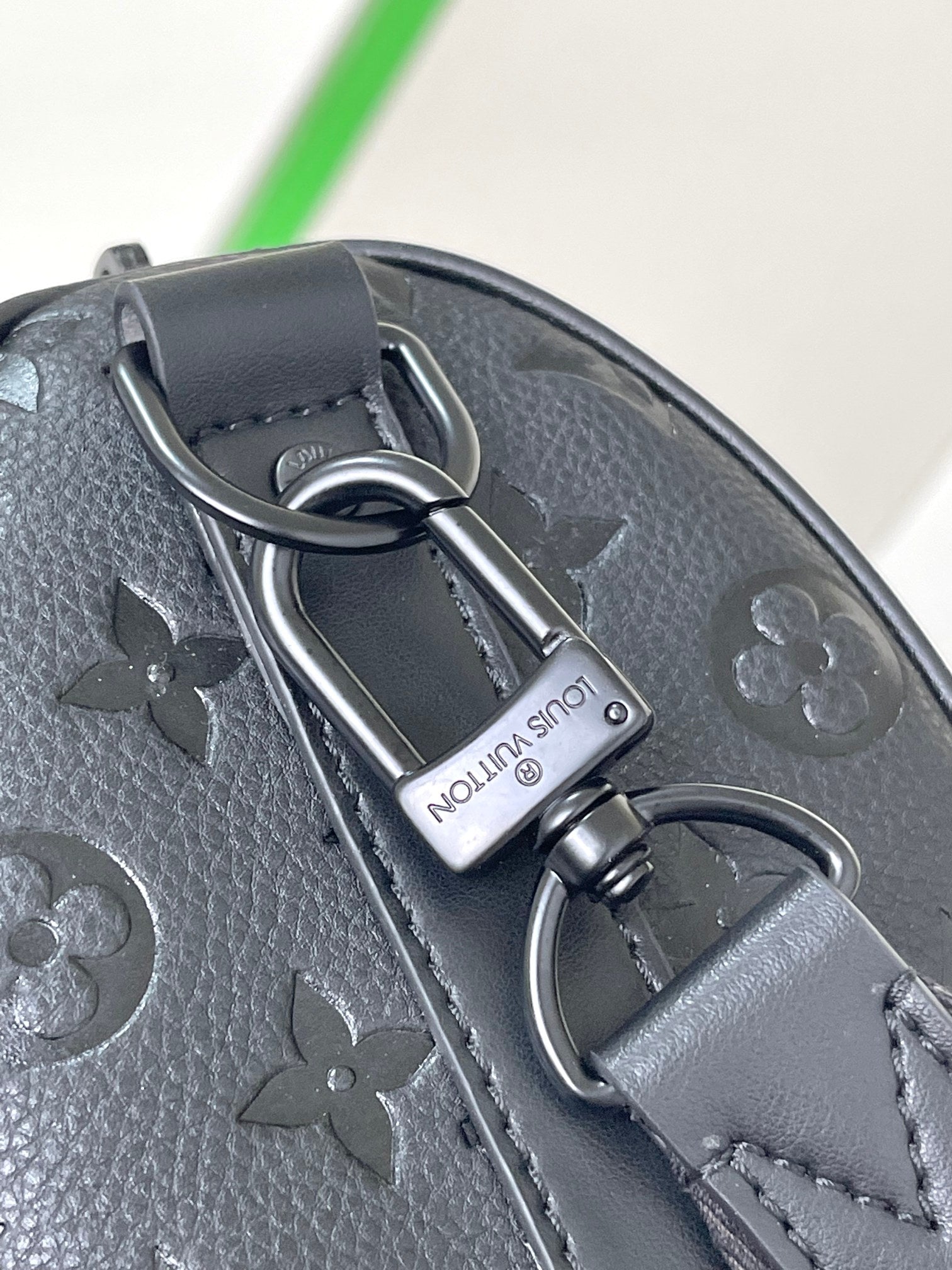 Louis Vuitton Black Embossed Monogram Leather Mini Duffle Crossbody Bag