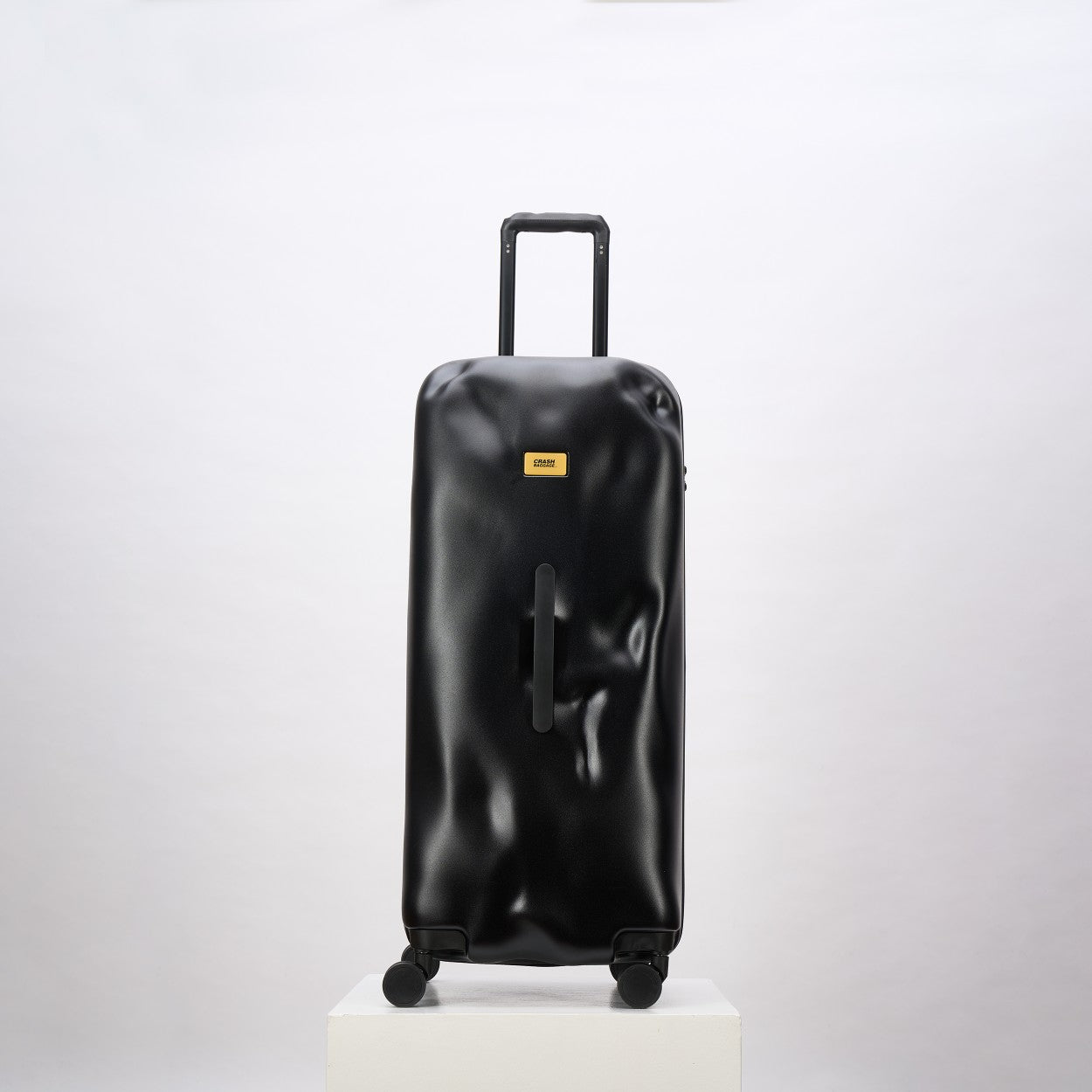 Glossy Black Dented Spinner Suitcase Hardshell Rolling Luggage