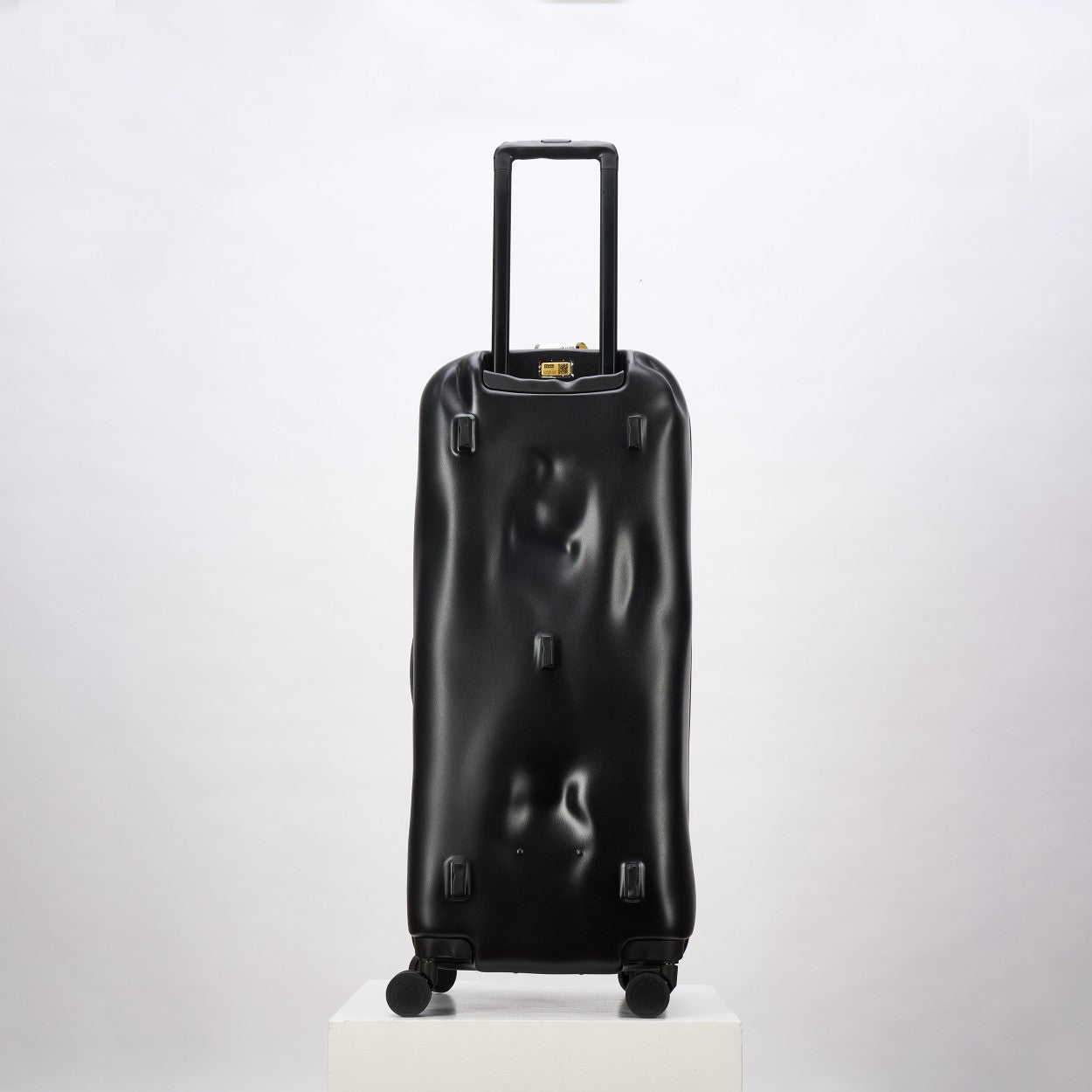Glossy Black Dented Spinner Suitcase Hardshell Rolling Luggage