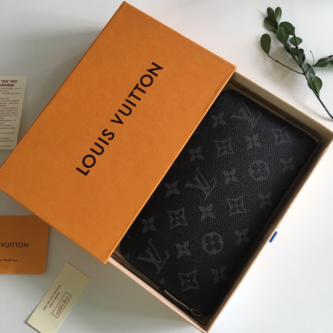 Louis Vuitton Classic Black Monogram Canvas Pouch Wallet with Gift Box