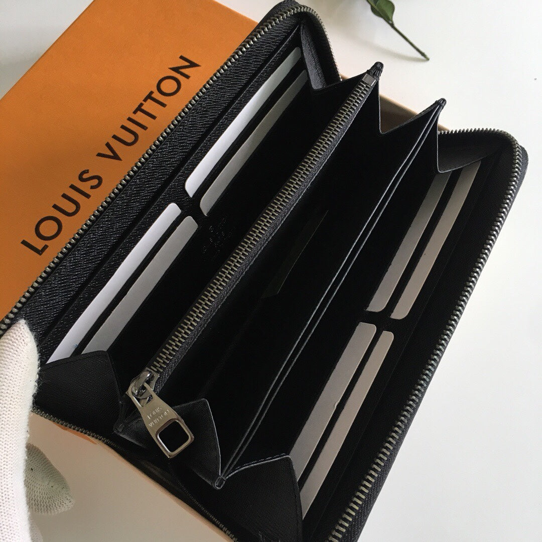 Louis Vuitton Classic Black Monogram Canvas Pouch Wallet with Gift Box