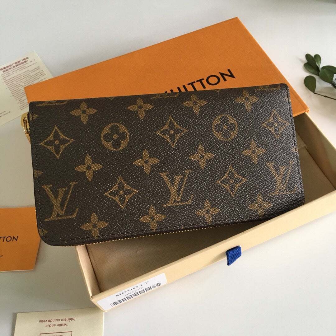 Louis Vuitton Classic Brown Monogram Pattern Zip-Around Clutch Wallet