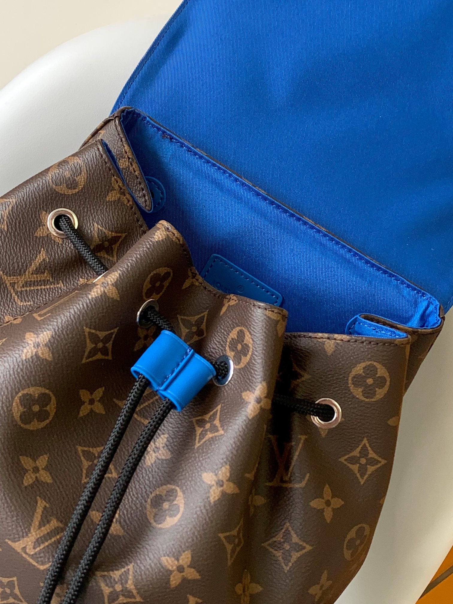 Louis Vuitton Christopher PM Backpack Monogram Canvas with Blue Leather Trim