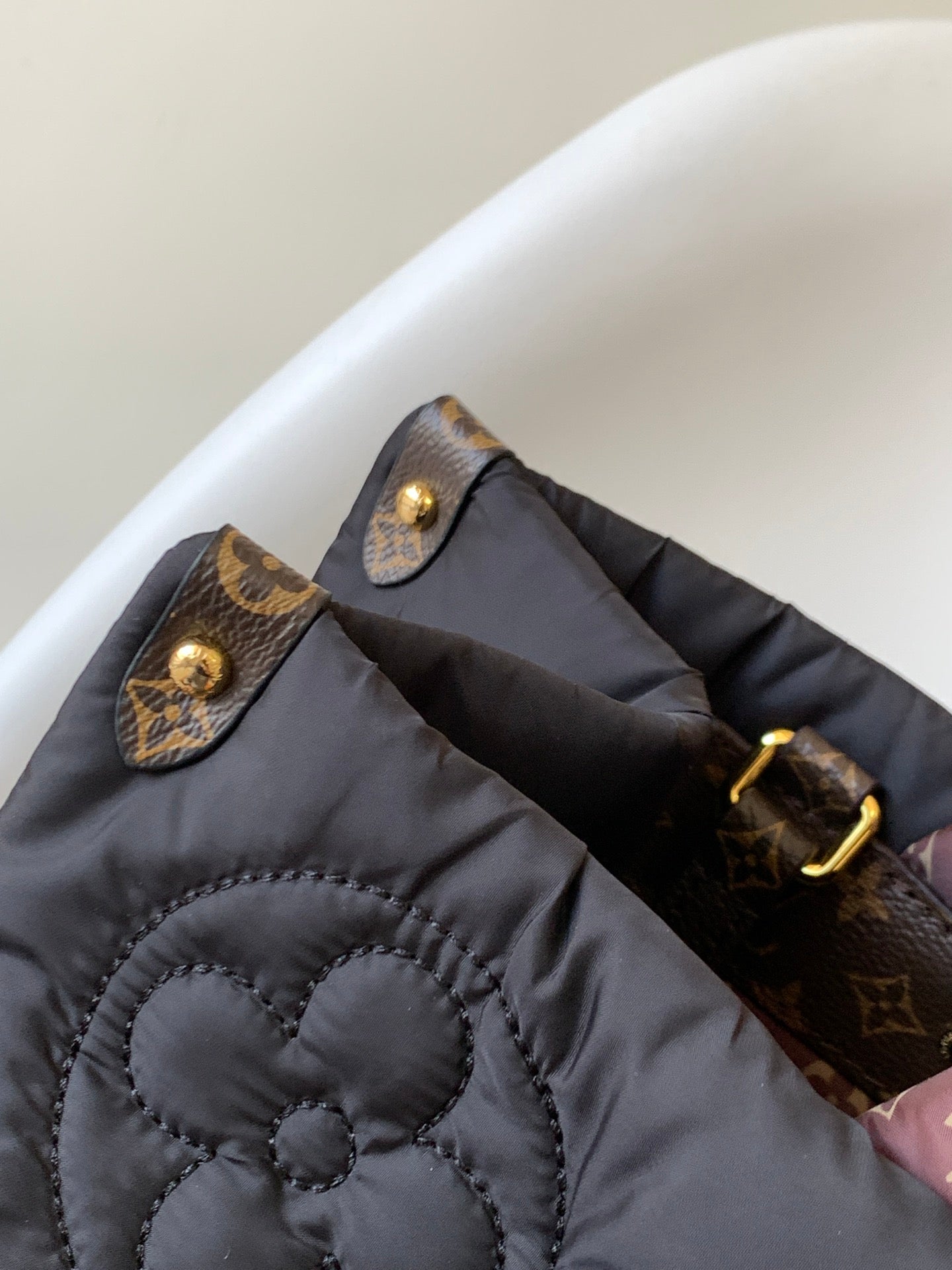 Louis Vuitton Black Quilted Puffer Tote Bag with Monogram Pattern Handles