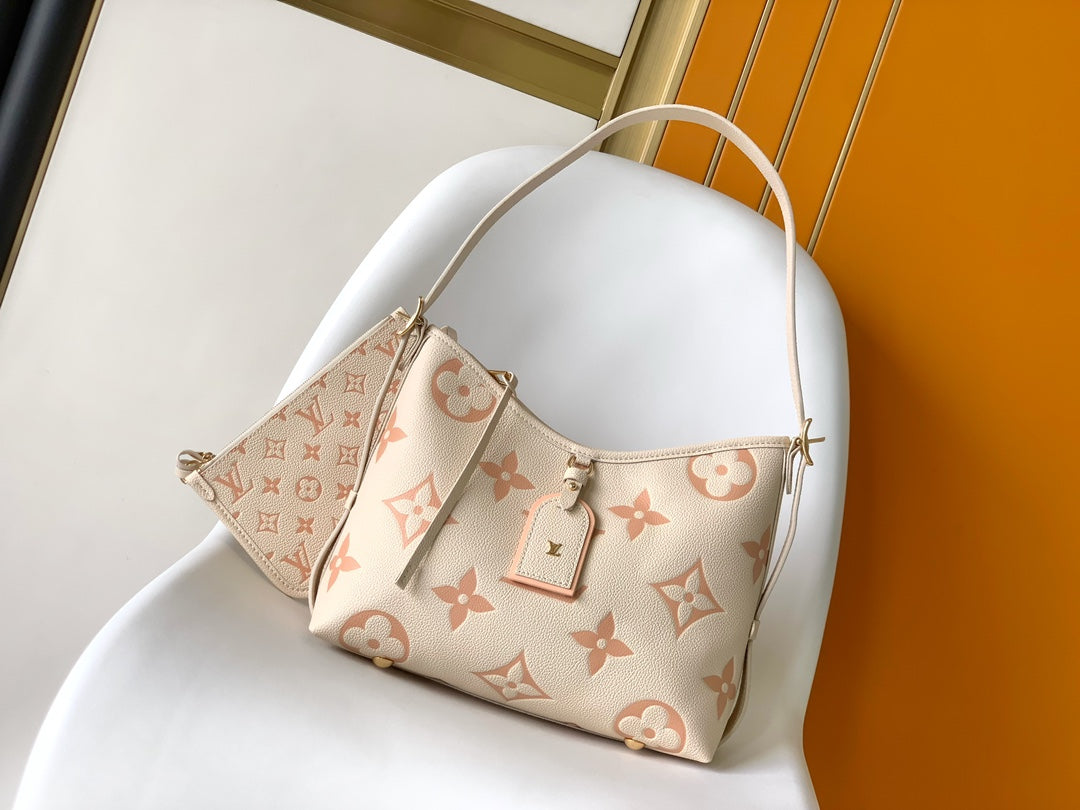 Louis Vuitton Elegant Pastel Pink Floral Monogram Shoulder Handbag
