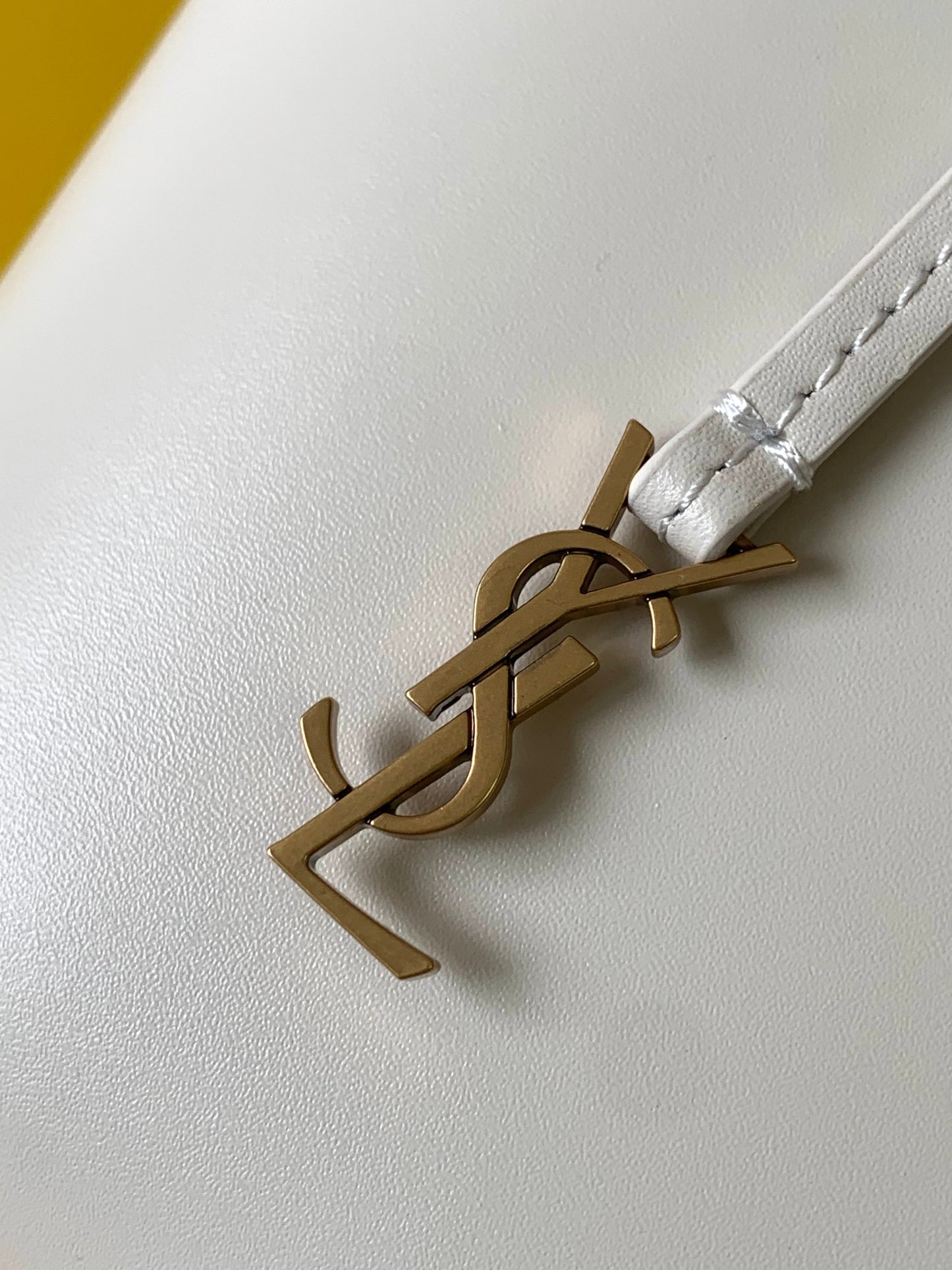 Saint Laurent Toy North/South Shopping Bag in White Leather