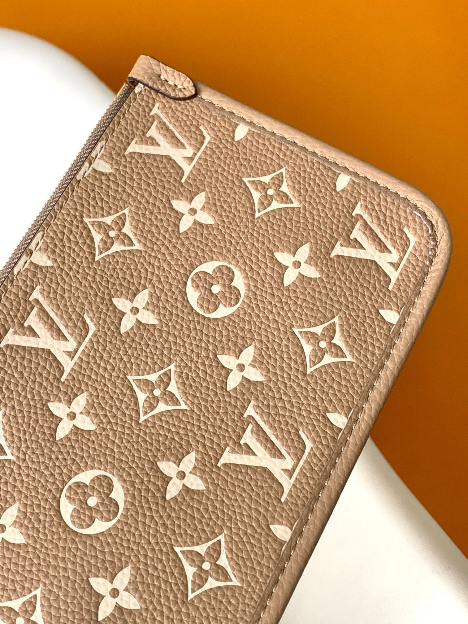 Louis Vuitton Elegant Taupe Monogram Leather Shoulder Bag with Top Handle