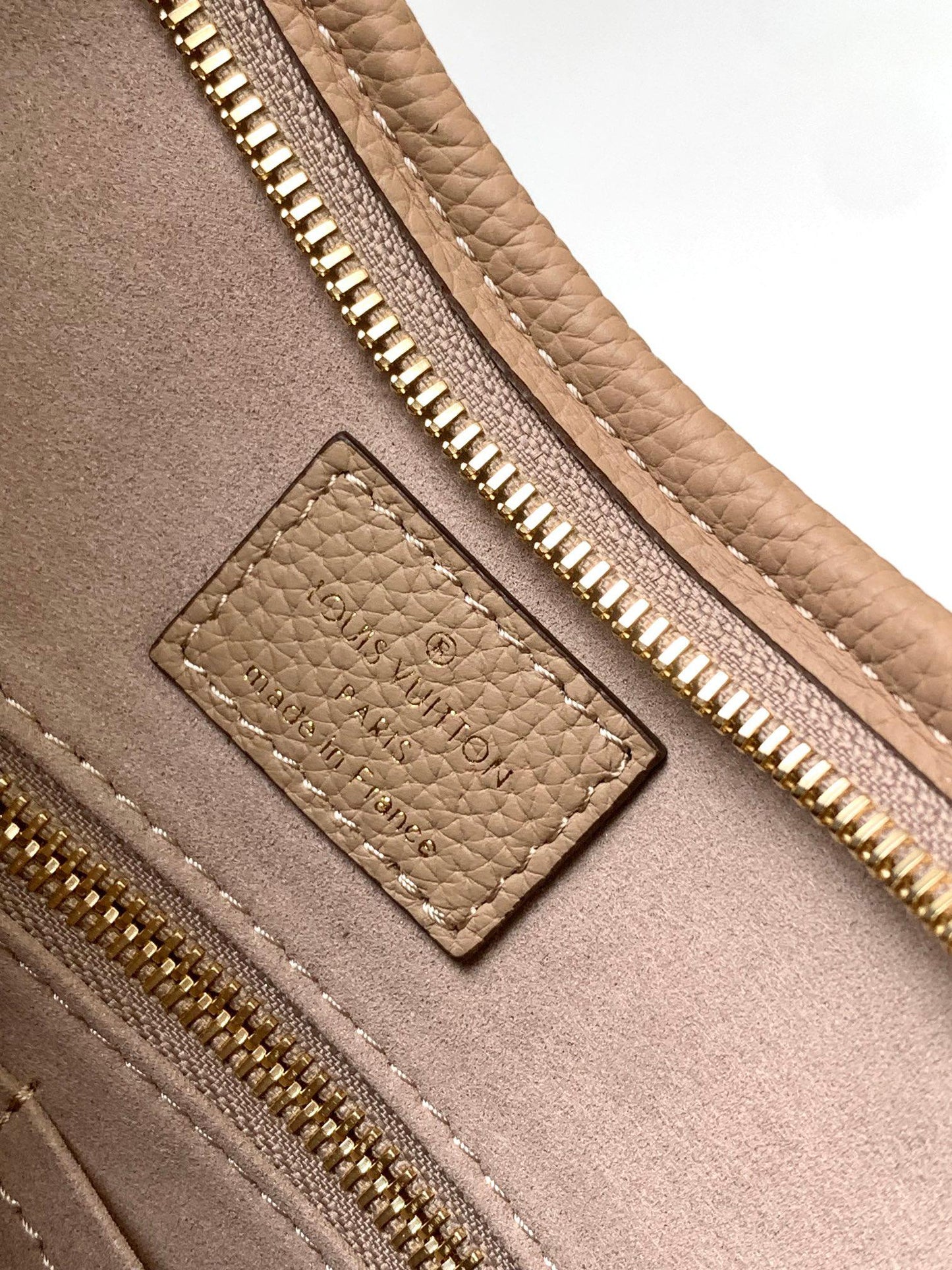 Louis Vuitton Elegant Taupe Monogram Leather Shoulder Bag with Top Handle